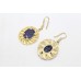 Dangle Earrings 925 Sterling Silver Gold Plated Natural Lapis Lazuli Stone P593